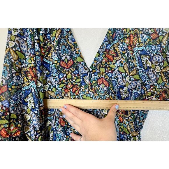 NWT Reset By Jane Esmeralda Bohemian Balloon Sleeve Maxi Open Back Dress Small - Picture 11 of 12